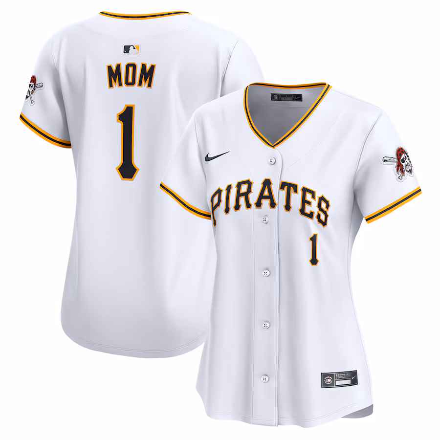 Women's Pittsburgh Pirates Nike White #1 Mom Home Limited Jersey - Puhuasuan