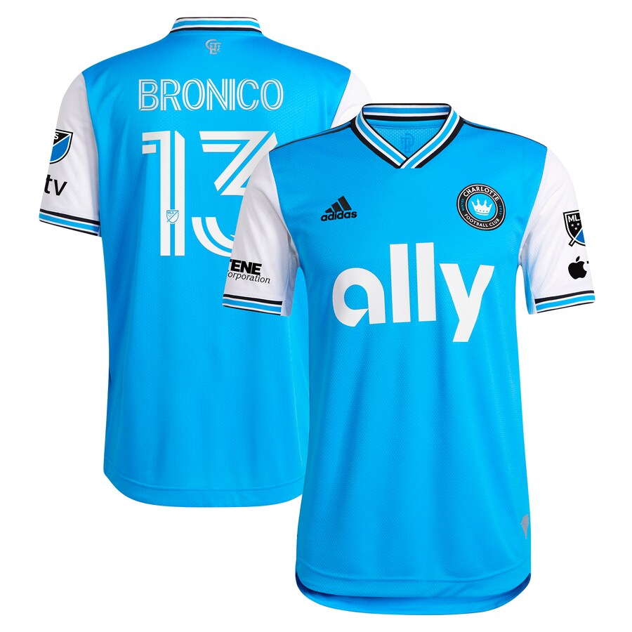 Men's Charlotte FC Brandt Bronico adidas Blue 2023 Newly Minted Authentic Player Jersey - Puhuasuan