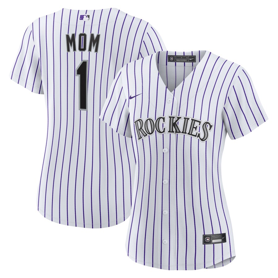 Women's Colorado Rockies Nike White #1 Mom Home Replica Jersey - Puhuasuan