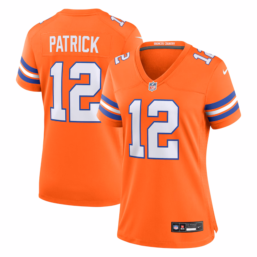 Women's Denver Broncos Tim Patrick Nike Orange Mile High Collection 1977 Throwback Player Game Jersey - Puhuasuan