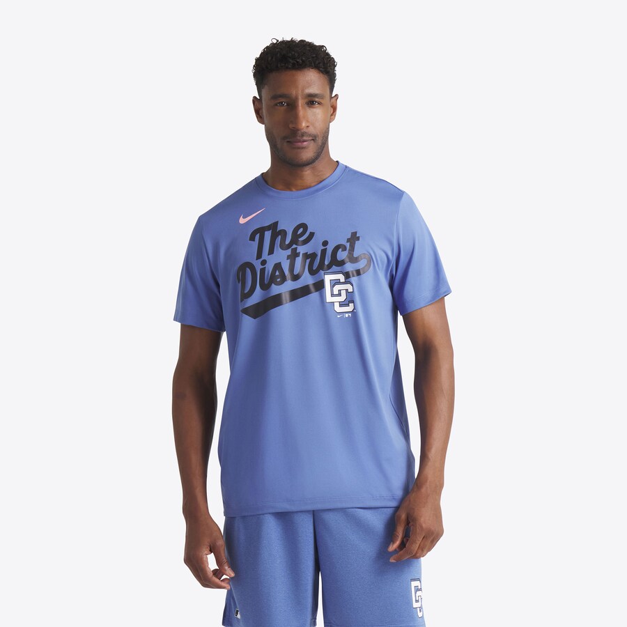 Men's Washington Nationals Nike Blue 2025 City Connect Fuse Script Team Phrase Performance T-Shirt - Puhuasuan
