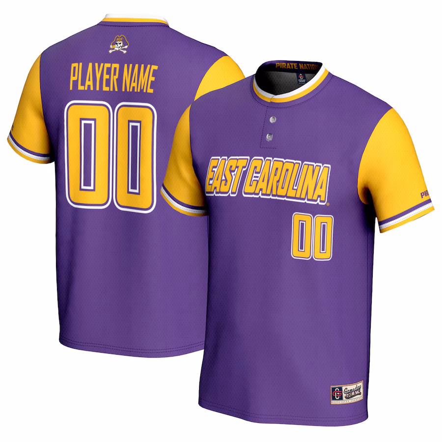 ECU Pirates GameDay Greats Unisex NIL Pick-A-Player Lightweight Softball Jersey - Purple - Puhuasuan