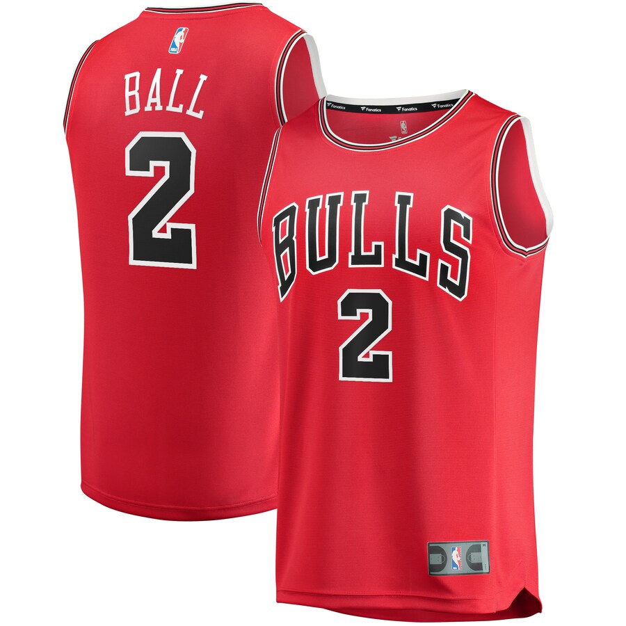 Men's Chicago Bulls Lonzo Ball Fanatics Red Fast Break Road Replica Jersey - Icon Edition - Puhuasuan