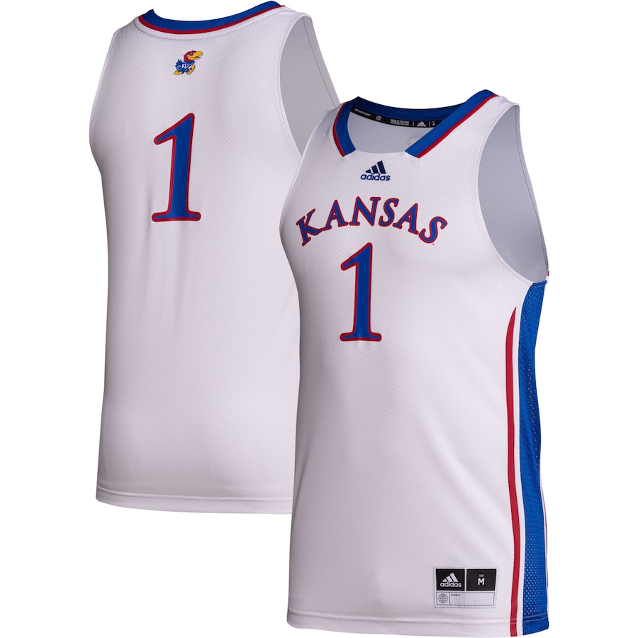 Men's adidas #1 White Kansas Jayhawks Team Swingman Jersey - Puhuasuan