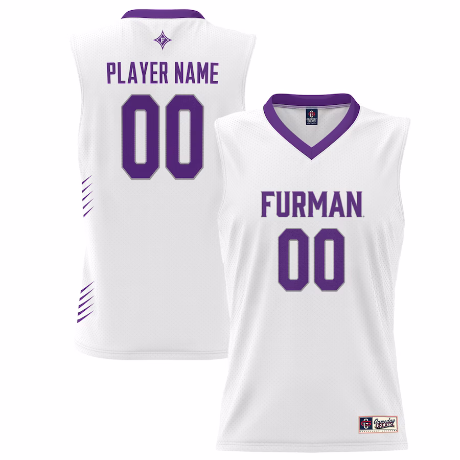 Furman Paladins GameDay Greats Unisex NIL Pick-A-Player Lightweight Men's Basketball Jersey - White - Puhuasuan