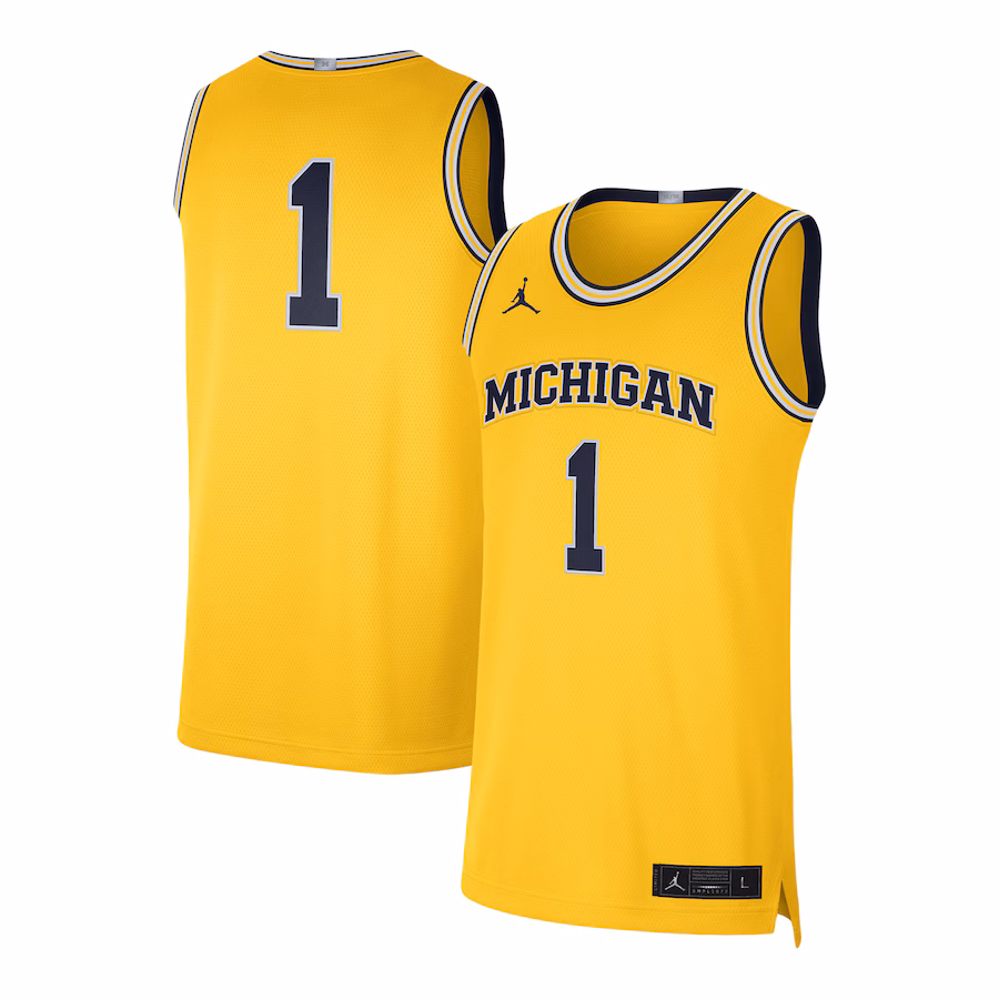Men's Jordan Brand #1 Maize Michigan Wolverines Limited Authentic Jersey - Puhuasuan