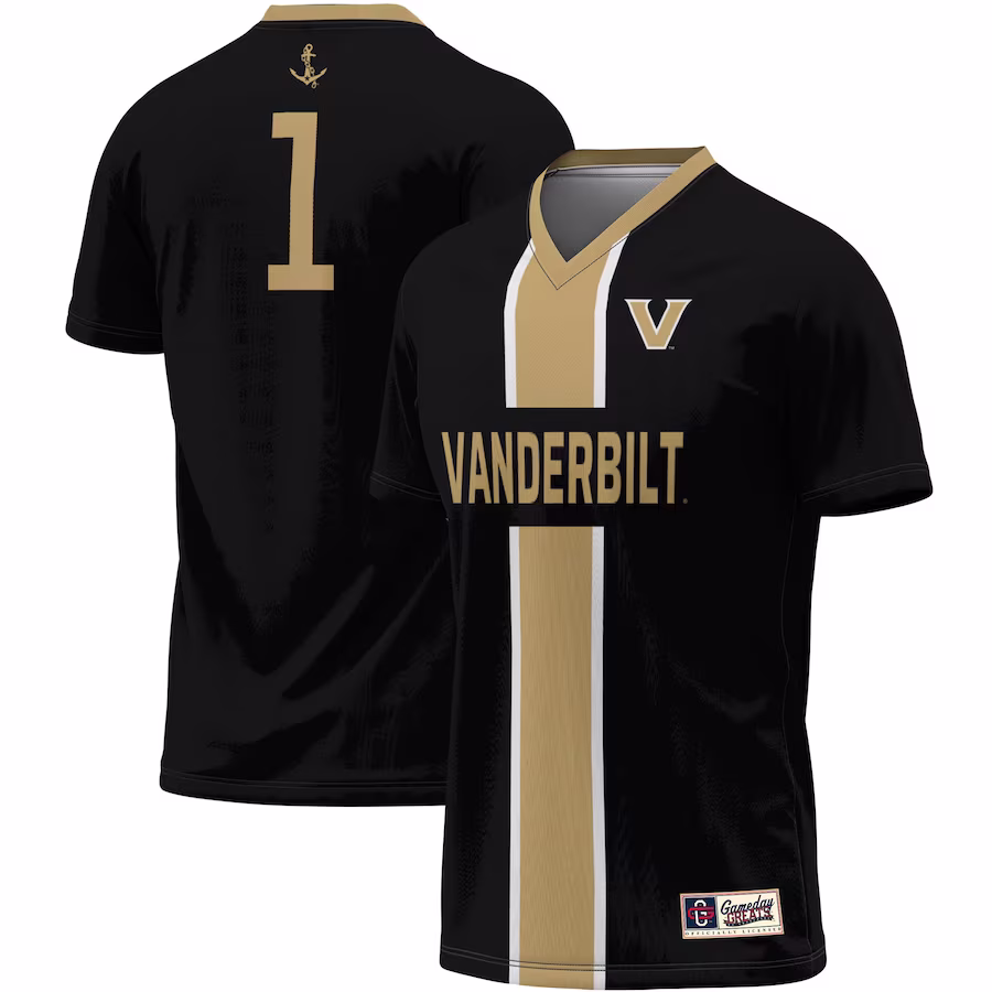 #1 Vanderbilt Commodores ProSphere Unisex Lightweight Soccer Jersey - Black - Puhuasuan