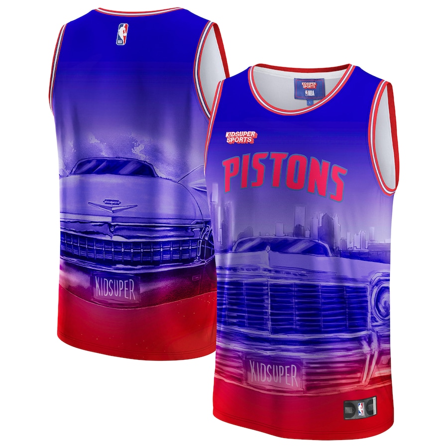 Unisex Detroit Pistons NBA & KidSuper Studios by Fanatics Red Hometown Jersey - Puhuasuan
