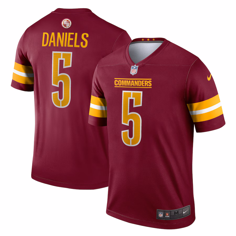Men's Washington Commanders Jayden Daniels Nike Burgundy Team Legend Player Performance Top - Puhuasuan