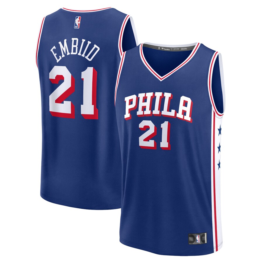 Men's Philadelphia 76ers Joel Embiid Fanatics Royal Fast Break Replica Jersey - Icon Edition - Puhuasuan