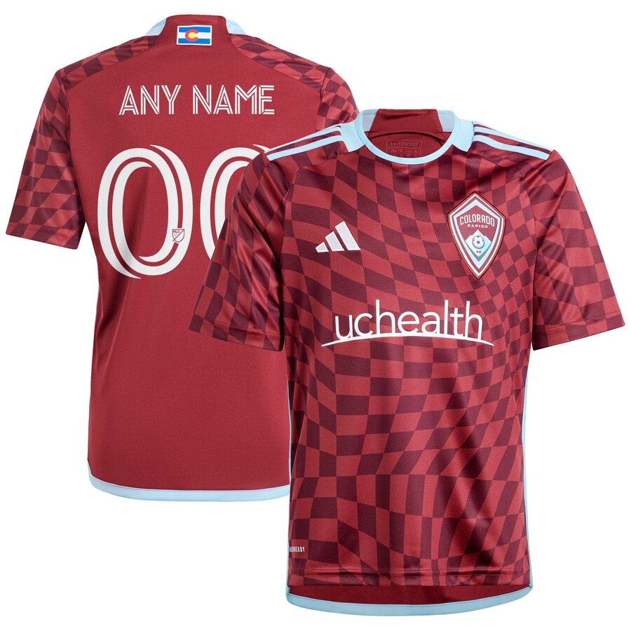 Youth Colorado Rapids  adidas Burgundy 2024 One Flag Kit Replica Custom Jersey - Puhuasuan