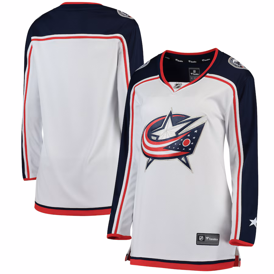 Women's Columbus Blue Jackets Fanatics White Away Breakaway Jersey - Puhuasuan