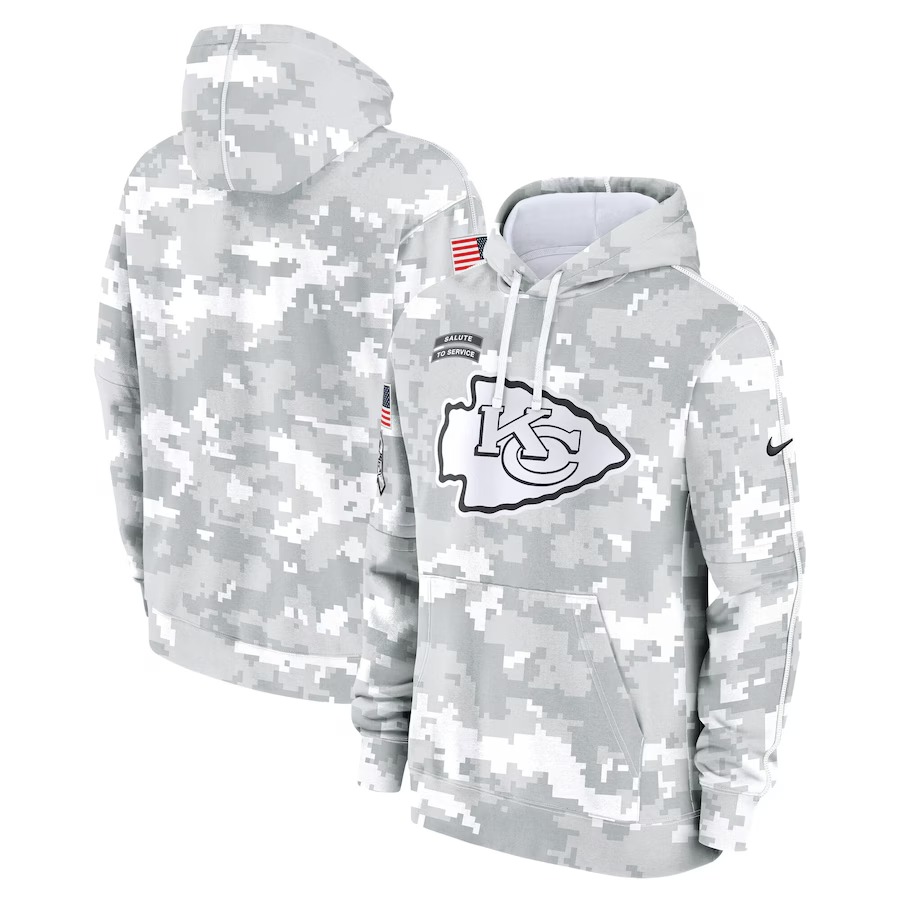 Men's Kansas City Chiefs Nike Arctic Camo 2024 Salute to Service Club Fleece Pullover Hoodie - Puhuasuan