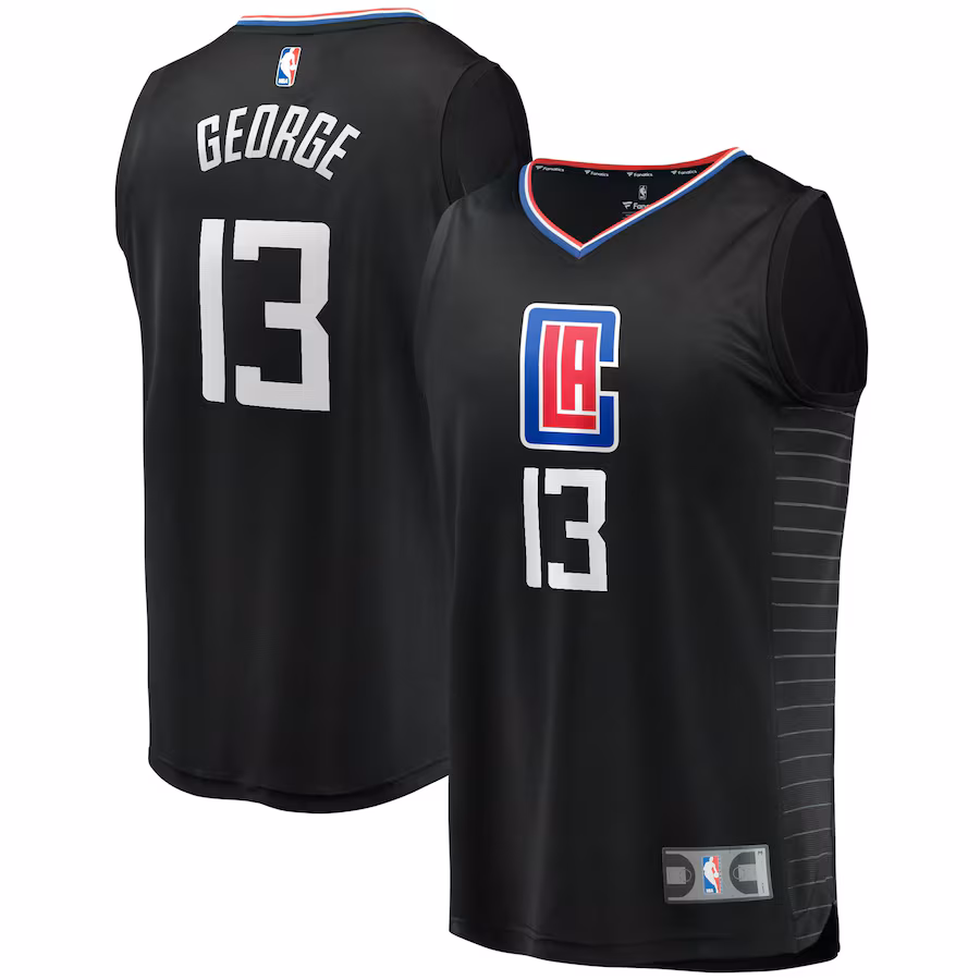 Youth LA Clippers Paul George Fanatics Black 2020/21 Fast Break Player Jersey - Statement Edition - Puhuasuan