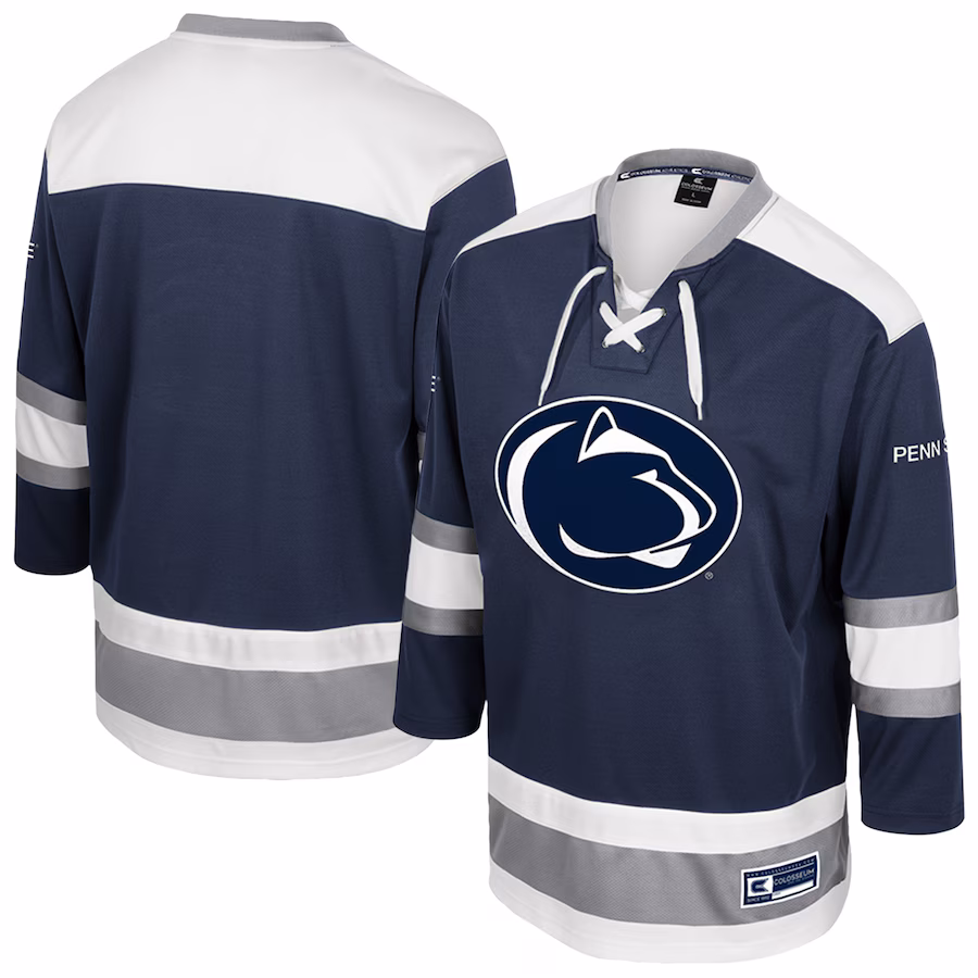 Men's Colosseum  Navy Penn State Nittany Lions Athletic Machine Fashion Hockey Jersey - Puhuasuan