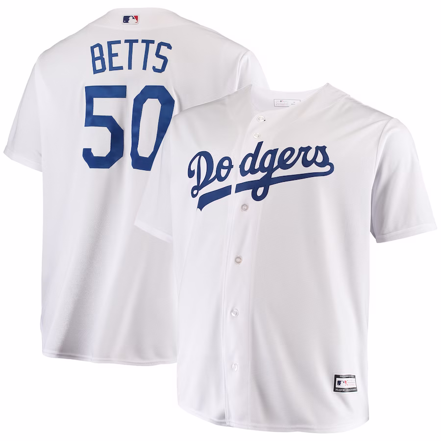Men's Los Angeles Dodgers Mookie Betts White Big & Tall Replica Player Jersey - Puhuasuan