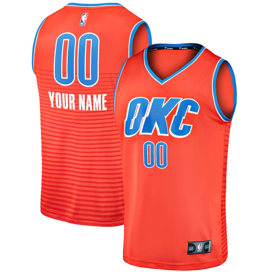 Men's Oklahoma City Thunder  Fanatics Orange  Fast Break Custom Replica Jersey - Statement Edition - Puhuasuan