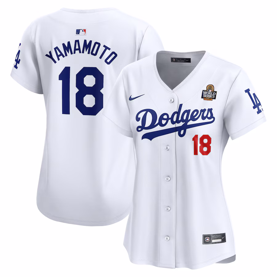 Women's Los Angeles Dodgers Yoshinobu Yamamoto Nike White 2024 World Series Limited Player Jersey - Puhuasuan