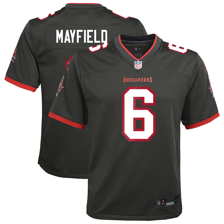 Youth Tampa Bay Buccaneers Baker Mayfield Nike Pewter Alternate Game Jersey - Puhuasuan