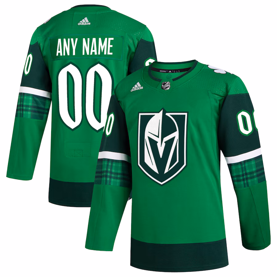 Men's Vegas Golden Knights adidas Kelly Green St. Patrick's Day Authentic Custom Jersey - Puhuasuan