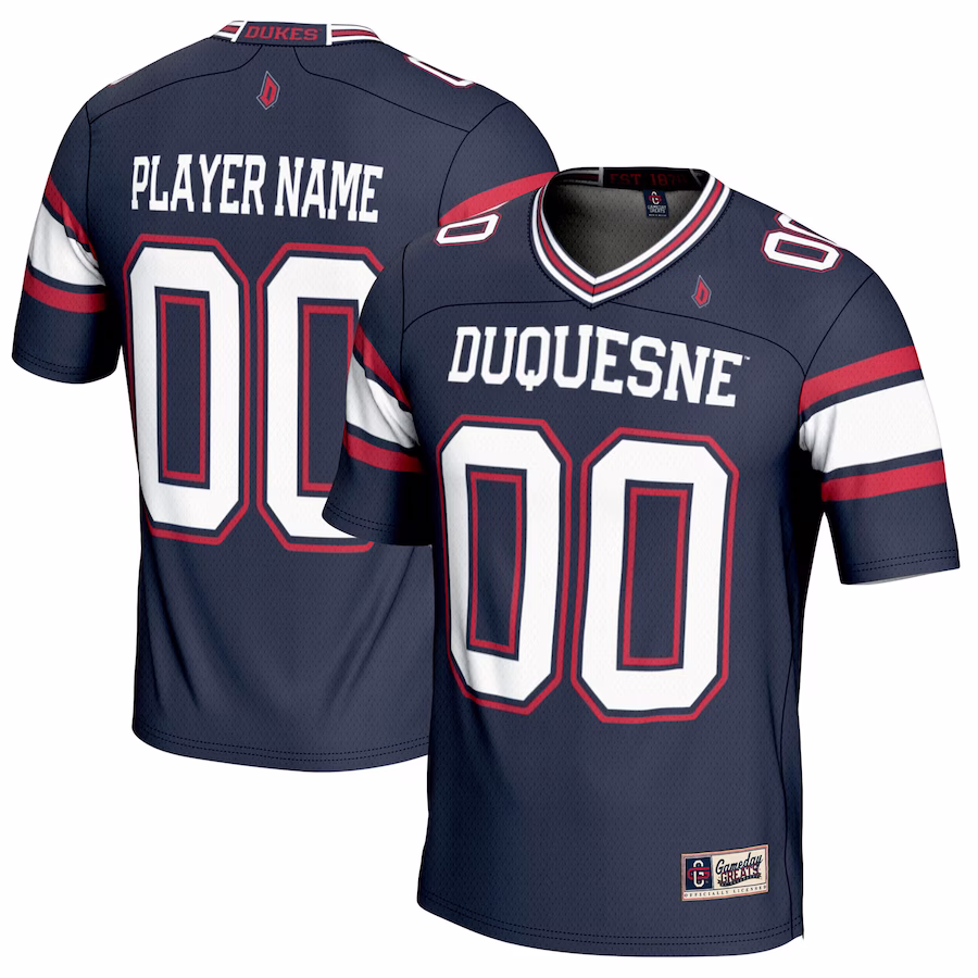 Duquesne Dukes GameDay Greats NIL Pick-A-Player Football Jersey - Navy - Puhuasuan