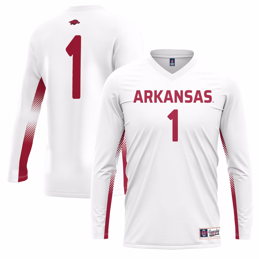 #1 Arkansas Razorbacks GameDay Greats Youth Lightweight Women's Volleyball Jersey - White - Puhuasuan