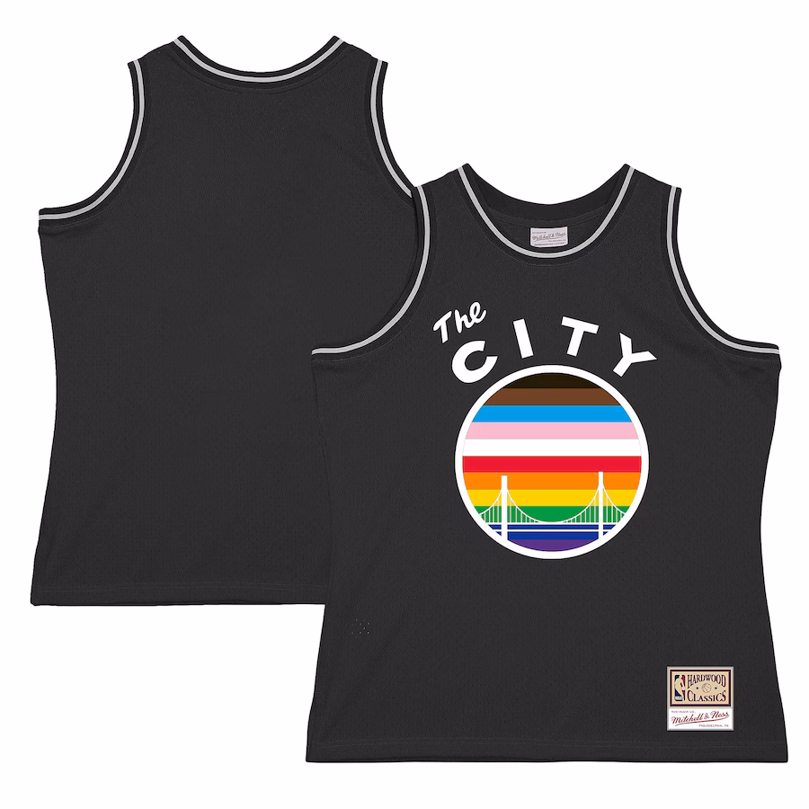Men's Golden State Warriors Mitchell & Ness Black Hardwood Classic Pride Jersey - Puhuasuan