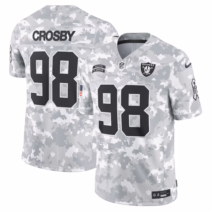 Men's Las Vegas Raiders Maxx Crosby Nike Arctic Camo 2024 Salute to Service Limited Jersey - Puhuasuan