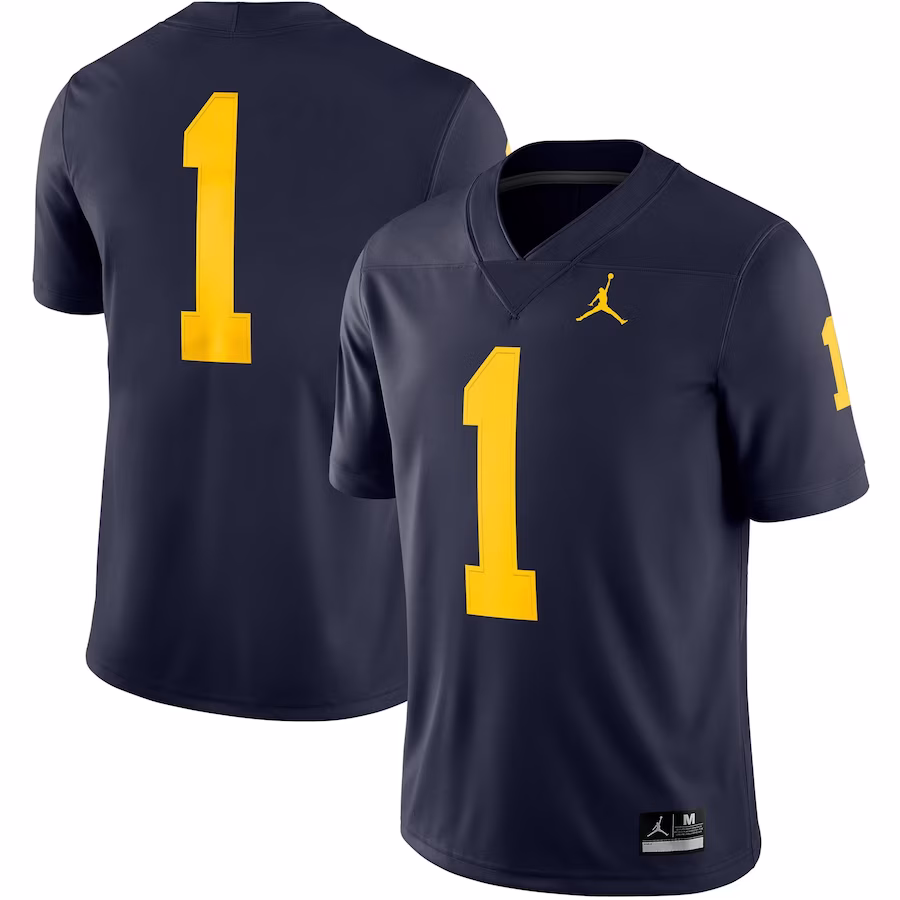 #1 Michigan Wolverines Jordan Brand Women's Team Game Football Jersey - Navy - Puhuasuan