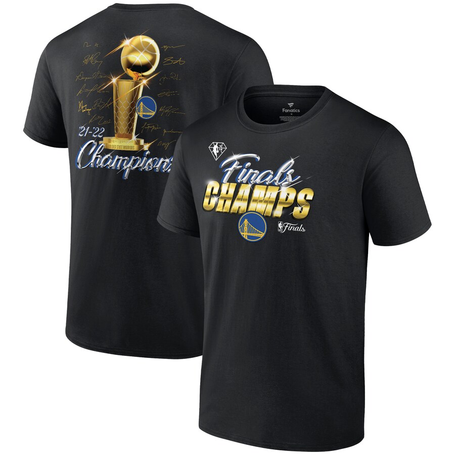 Men's Golden State Warriors Fanatics Black 2022 NBA Finals Champions Forward Roster Signature T-Shirt - Puhuasuan
