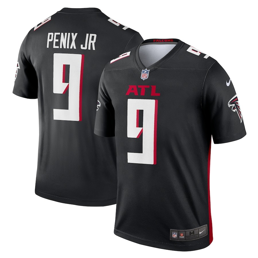 Men's Atlanta Falcons Michael Penix Jr. Nike Black Team Legend Player Performance Top - Puhuasuan