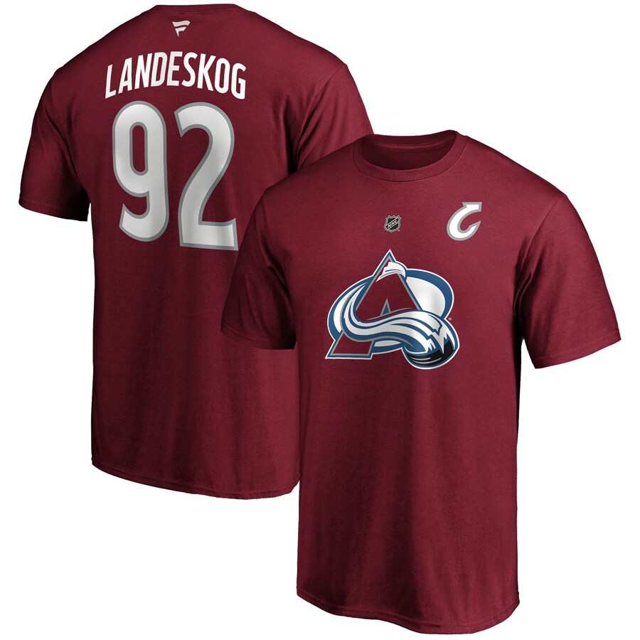 Men's Colorado Avalanche Gabriel Landeskog Fanatics Burgundy Authentic Stack Name & Number T-Shirt - Puhuasuan