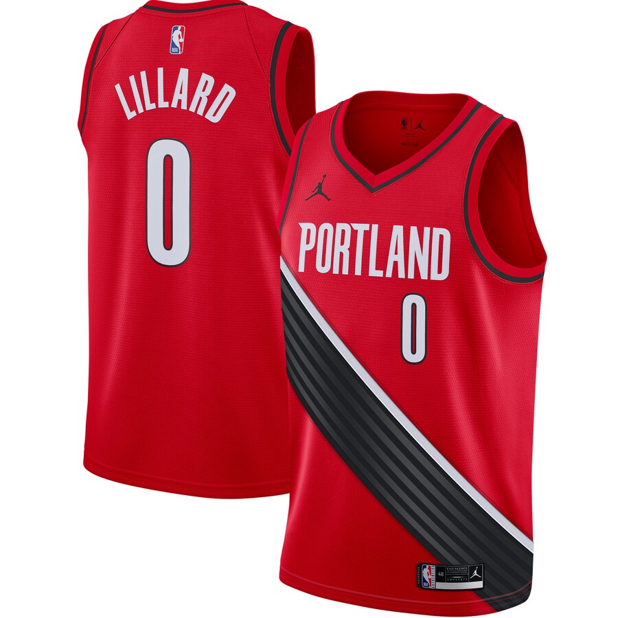 Men's Portland Trail Blazers Damian Lillard Jordan Brand Red 2020/21 Swingman Jersey - Statement Edition - Puhuasuan
