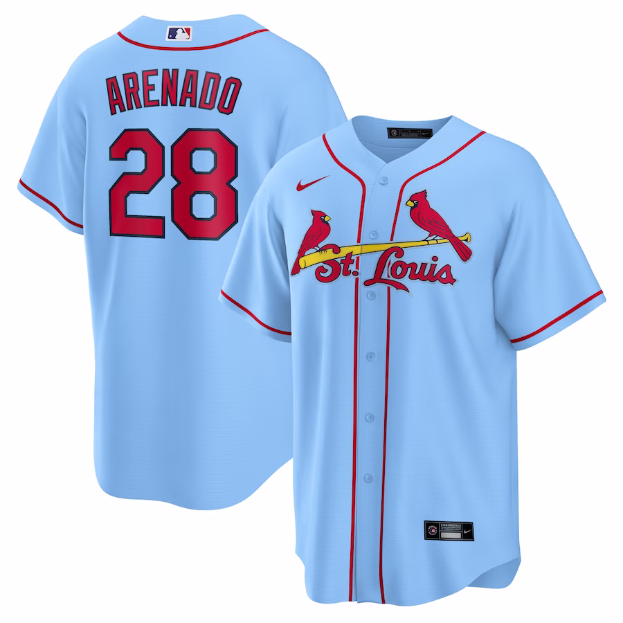 Men's St. Louis Cardinals Nolan Arenado Nike Light Blue Alternate Official Replica Player Jersey - Puhuasuan