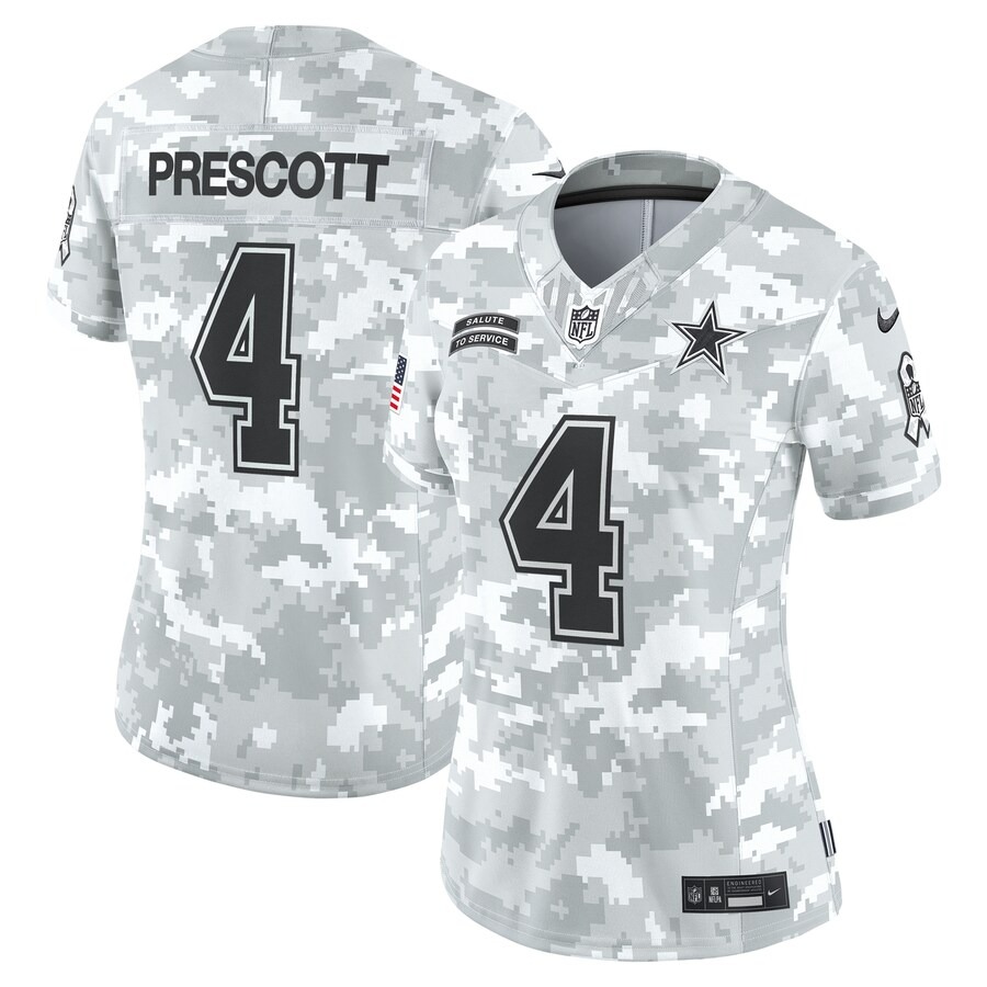 Women's Dallas Cowboys Dak Prescott Nike Arctic Camo 2024 Salute to Service Limited Jersey - Puhuasuan