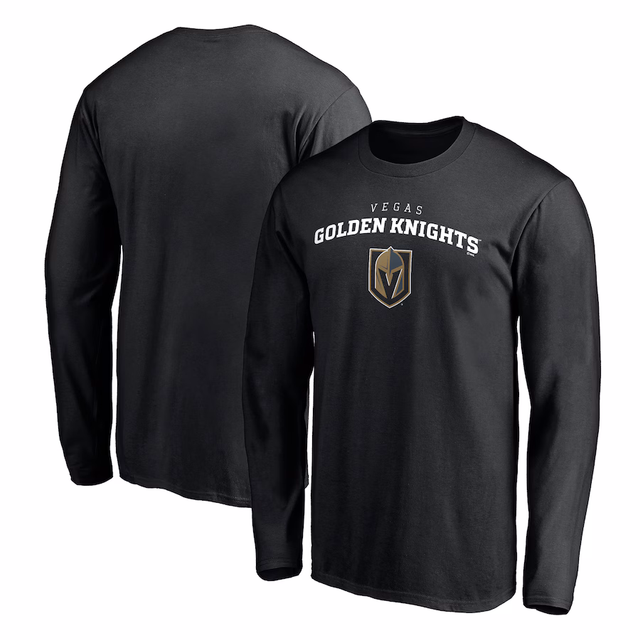 Men's Vegas Golden Knights Black Team Lockup Long Sleeve T-Shirt - Puhuasuan