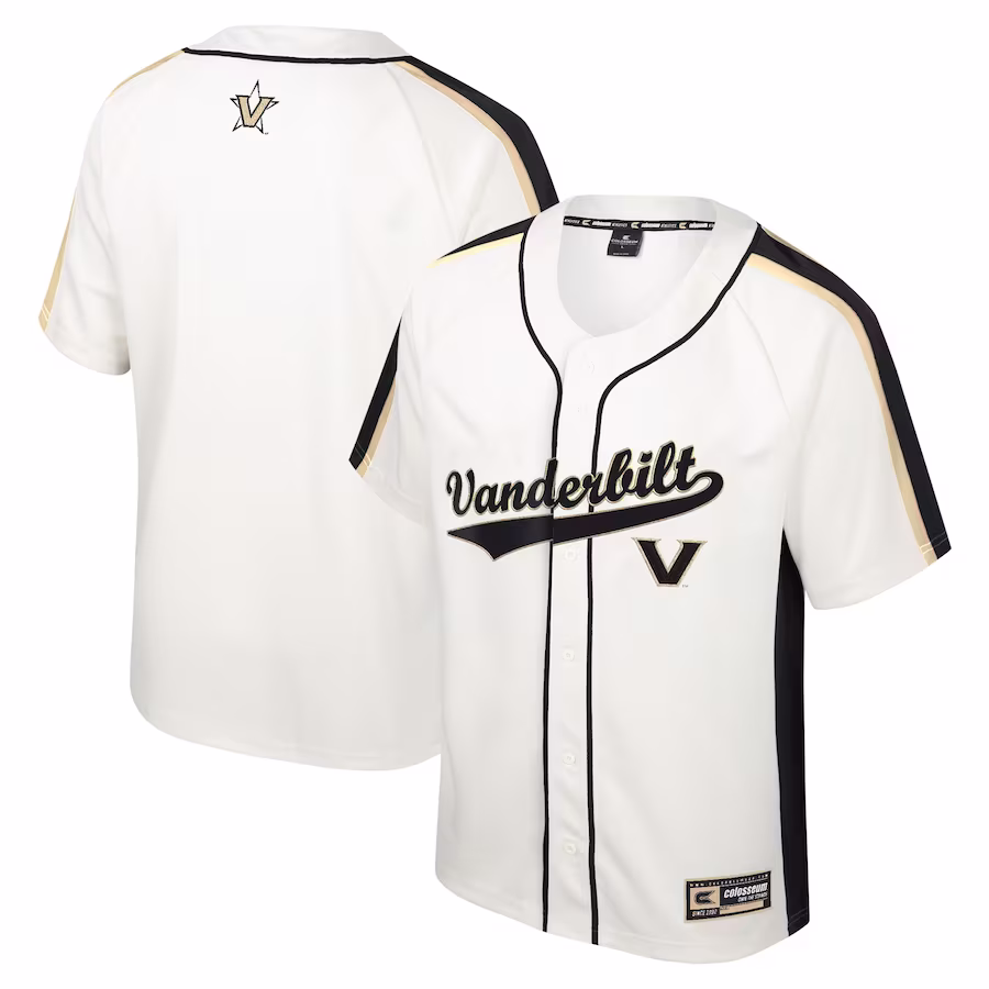 Vanderbilt Commodores Colosseum Ruth Button-Up Baseball Jersey - Cream - Puhuasuan