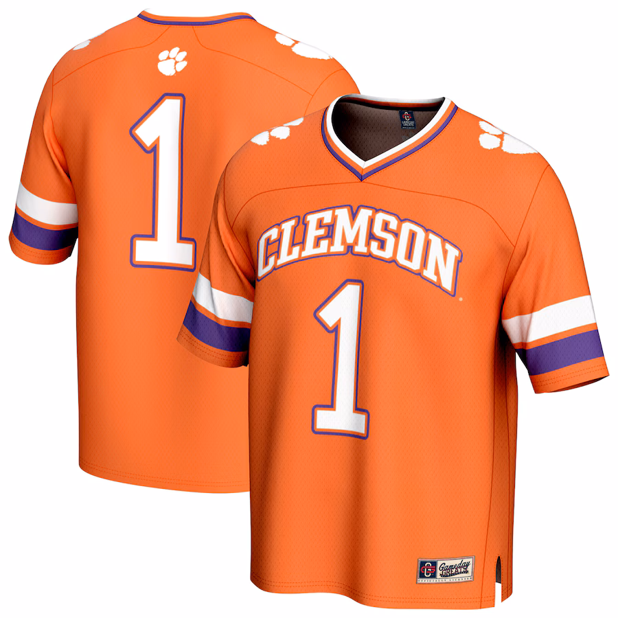 Unisex GameDay Greats #1 Orange Clemson Tigers Lightweight Collegiate Football Fashion Jersey - Puhuasuan