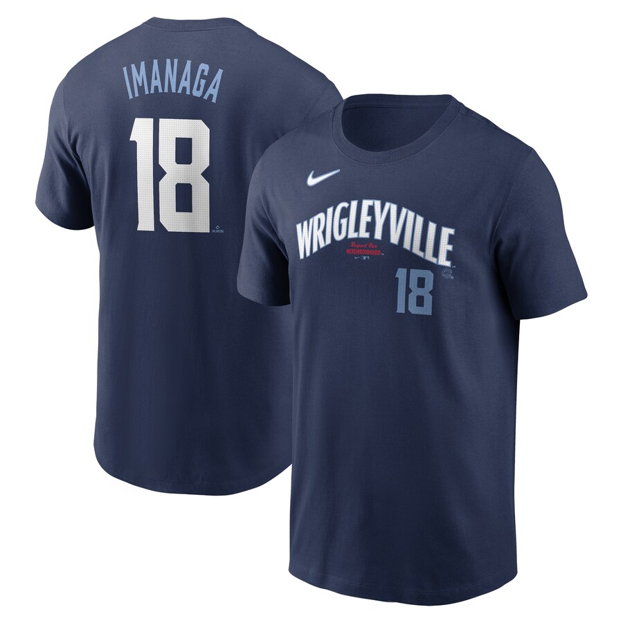 Men's Chicago Cubs Sh��ta Imanaga Nike Navy Fuse Name & Number T-Shirt - Puhuasuan