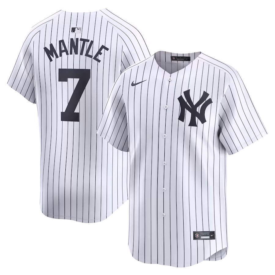 Men's New York Yankees Mickey Mantle Nike White Home Limited Player Jersey - Puhuasuan