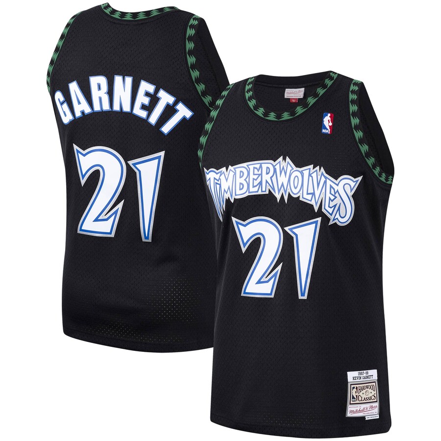 Men's Minnesota Timberwolves Kevin Garnett Mitchell & Ness Black Hardwood Classics Swingman Jersey - Puhuasuan