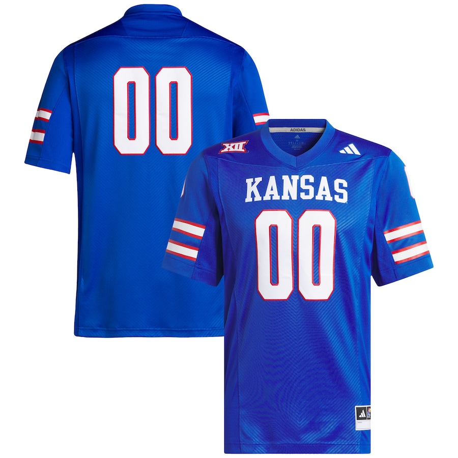 Men's adidas #00 Royal Kansas Jayhawks Premier Football Jersey - Puhuasuan