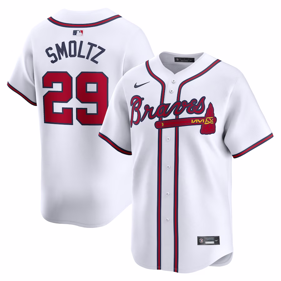 Men's Atlanta Braves John Smoltz Nike White Home Limited Player Jersey - Puhuasuan