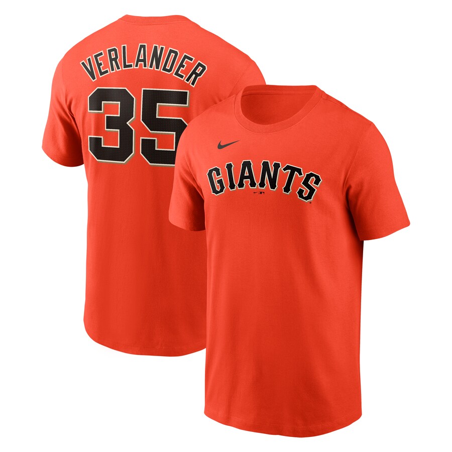 Men's San Francisco Giants Justin Verlander Nike Orange Fuse Name & Number T-Shirt - Puhuasuan