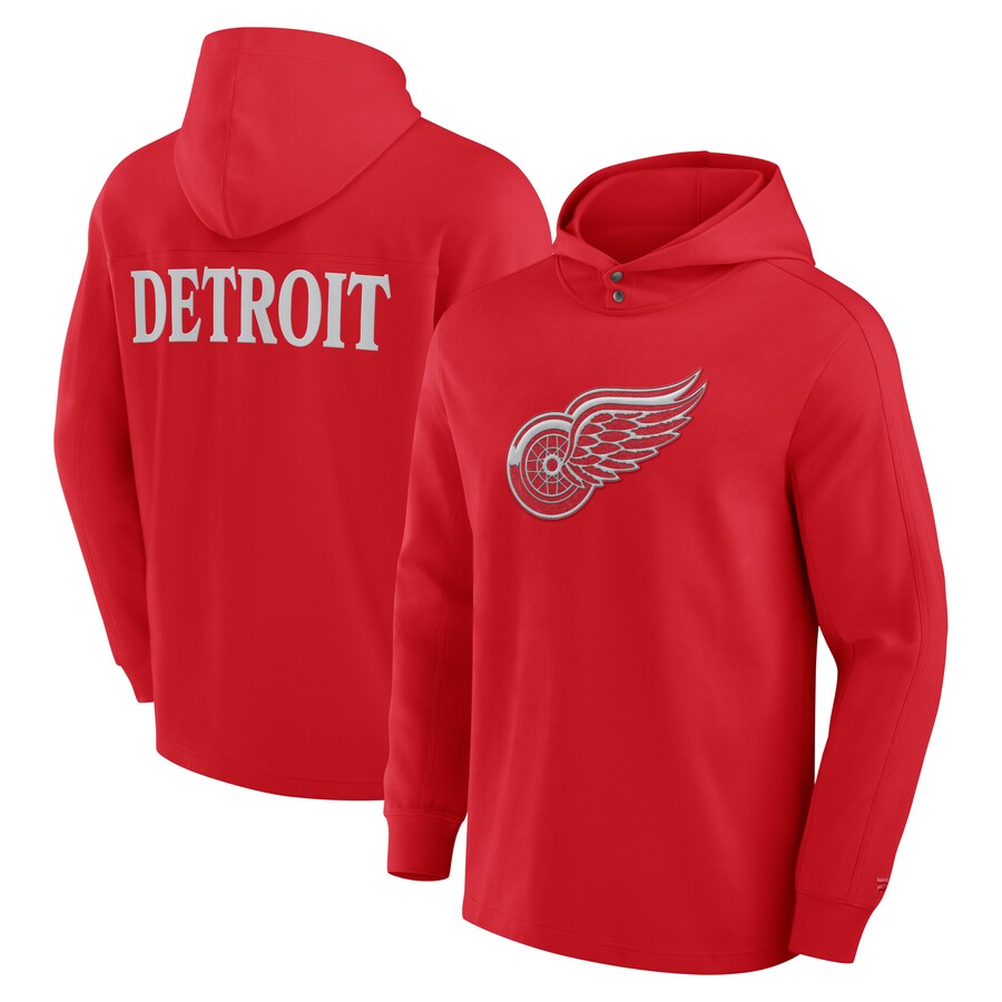 Men's Detroit Red Wings Fanatics Red Elements Blaze Tri-Blend Long Sleeve Hoodie T-Shirt - Puhuasuan