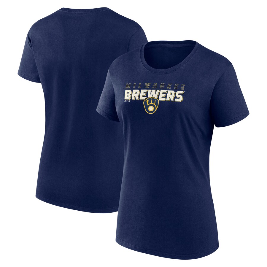 Women's Milwaukee Brewers Fanatics Navy Lean T-Shirt - Puhuasuan