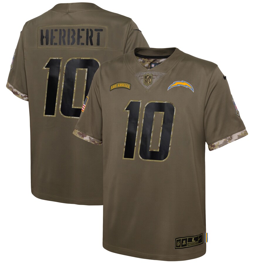 Youth Los Angeles Chargers Justin Herbert Nike Olive 2022 Salute To Service Player Limited Jersey - Puhuasuan