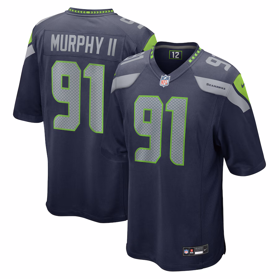 Men's Seattle Seahawks Byron Murphy II Nike College Navy Player Game Jersey - Puhuasuan