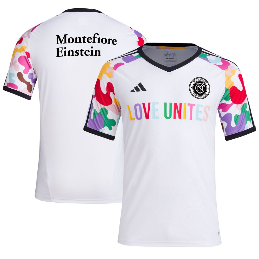 Men's New York City FC  adidas White 2023 Pride Pre-Match Top - Puhuasuan