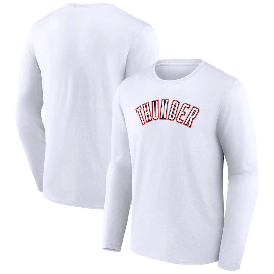 Men's Oklahoma City Thunder White Alternate Logo Long Sleeve T-Shirt - Puhuasuan